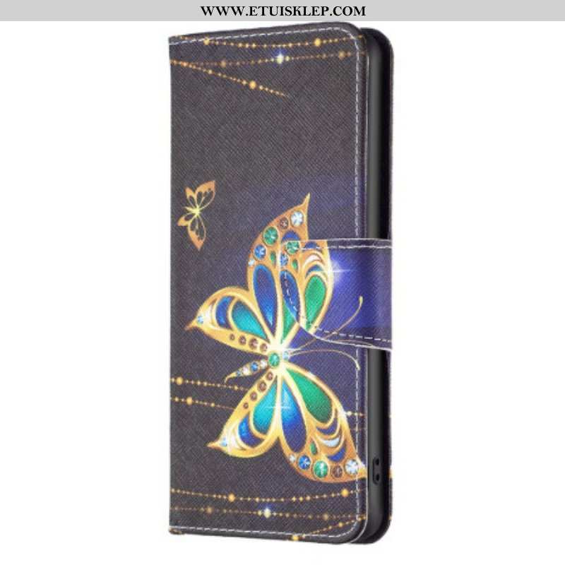 Etui Folio do Poco X5 5G Złote Motyle